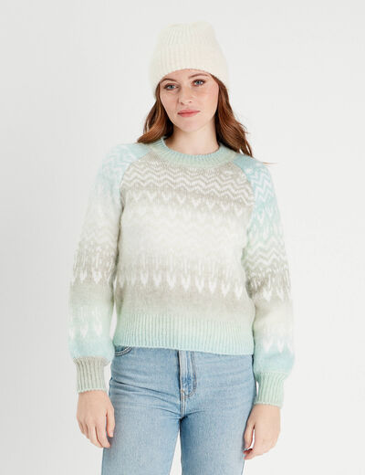 Pull manches longues vert pastel femme