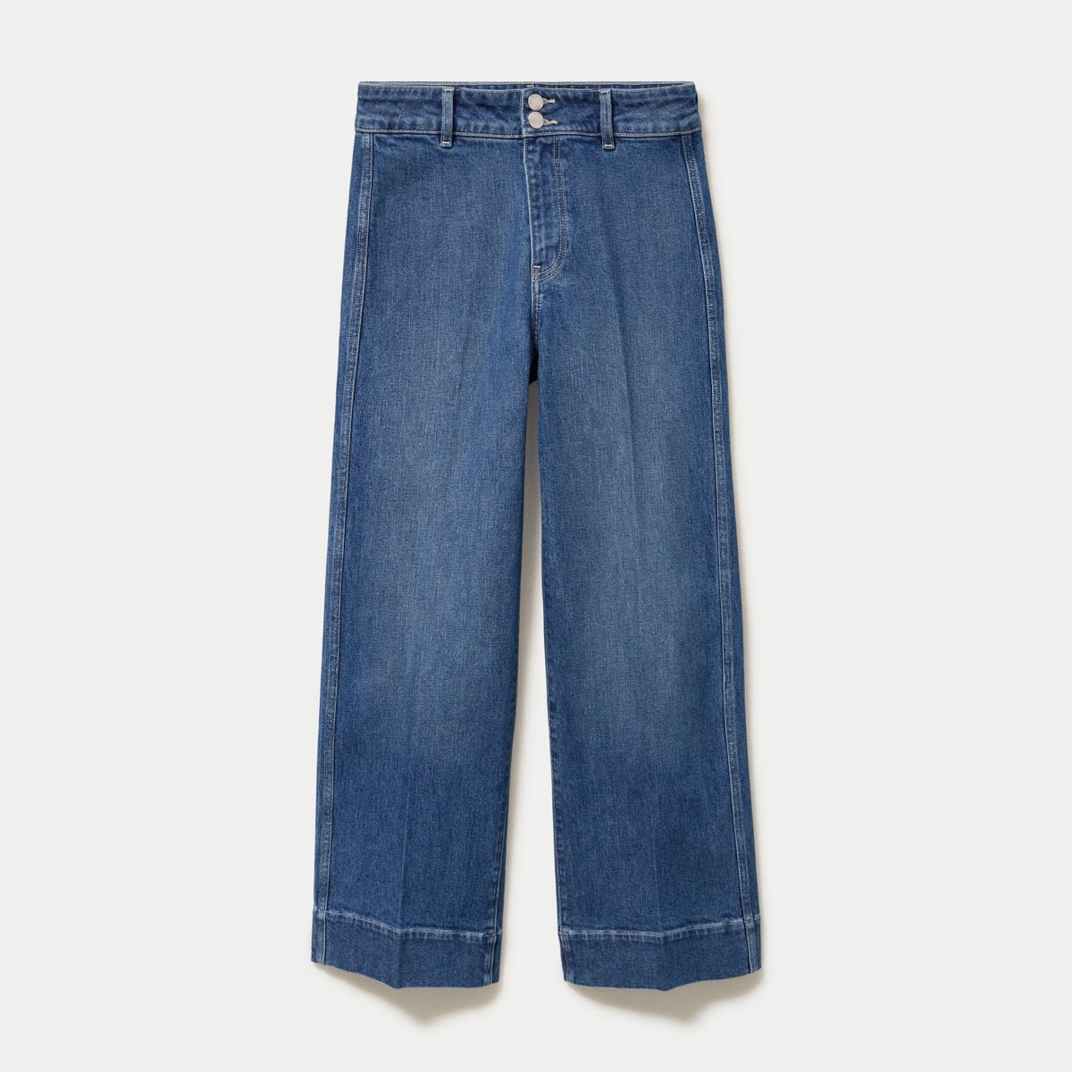 Jean wide leg taille haute denim double stone femme