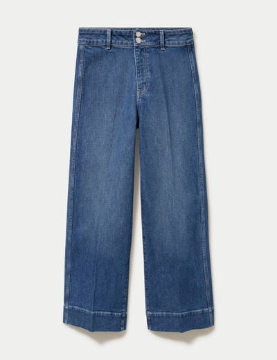 Jean wide leg taille haute denim double stone femme