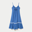 Robe longue &eacute;vas&eacute;e col v cr&ecirc;pe bleu fonc&eacute; femme