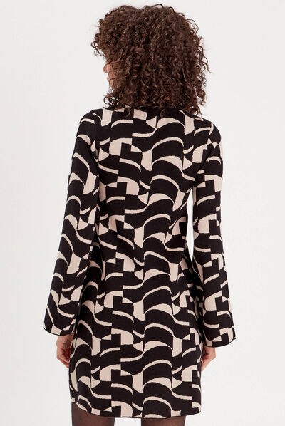 Robe pull droite col montant blanc femme