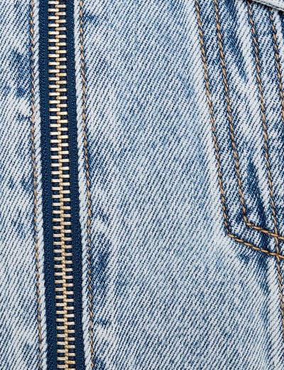 Veste zippée en jean denim stone femme