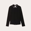 Pull col chemise bijoux noir femme