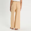 Pantalon large ceinturé contenant du lin jaune femme