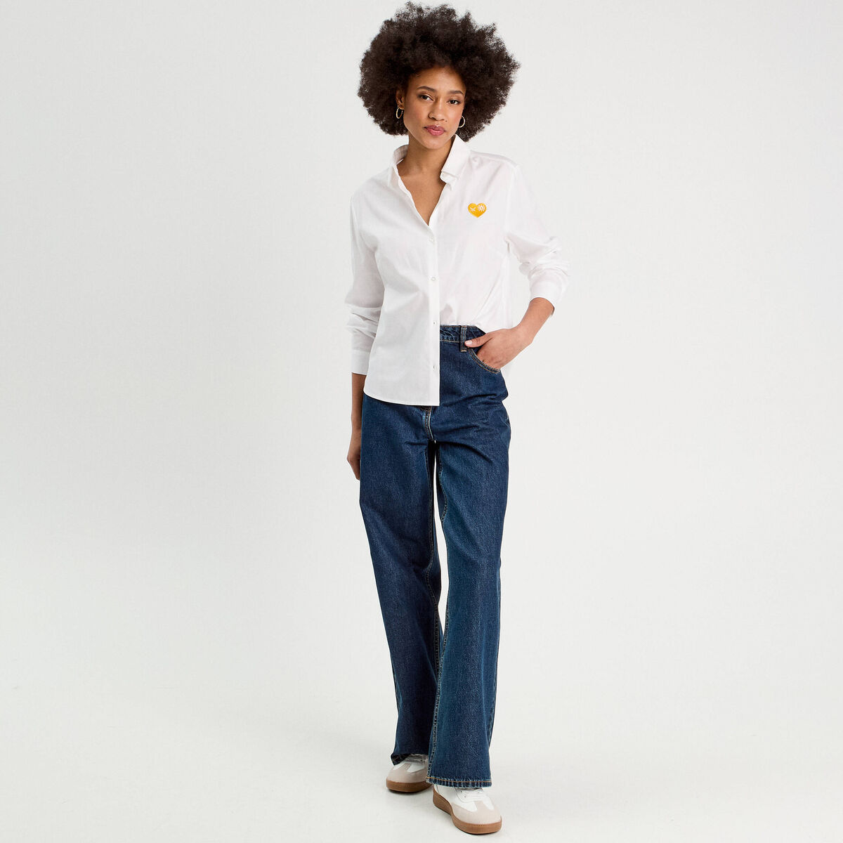 Chemise avec broderie ecru femme