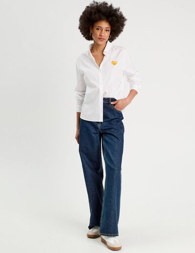 Chemise avec broderie ecru femme