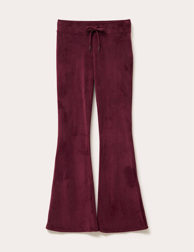 Pantalon bootcut velours rouge foncé femme