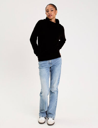 Pull avec col roul&eacute; noir femme