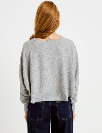 Cape boyfriend cropped col rond gris clair femme