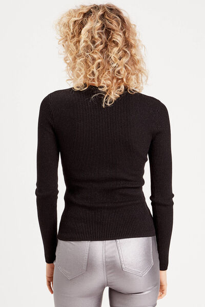 Pull manches longues noir femme