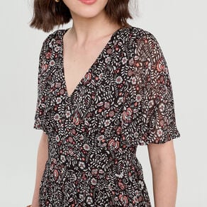 robe longue evasee col en v noir femme Robe longue évasée col en V noir femme