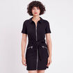 Robe droite zippée ceinturée noir femme