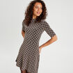 Robe patineuse col montant beige femme