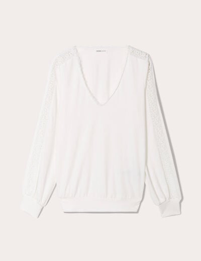 T-shirt manches longues ecru femme