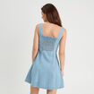 Robe chasuble trapèze en jean denim bleach femme
