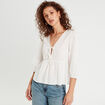 Blouse avec noeuds ecru femme
