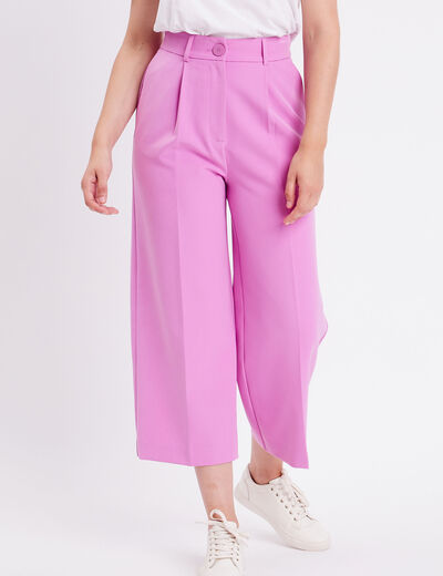 Pantalon city large violet femme