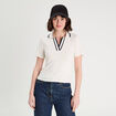 Polo c&ocirc;tel&eacute; manches courtes ecru femme