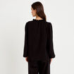 Blouse droite col v manches longues noir femme