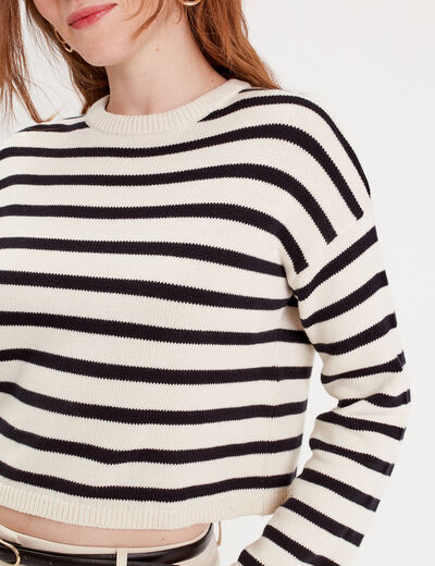 Pull court manches pagodes blanc femme