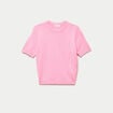 Pull ajust&eacute; court manches courtes rose femme
