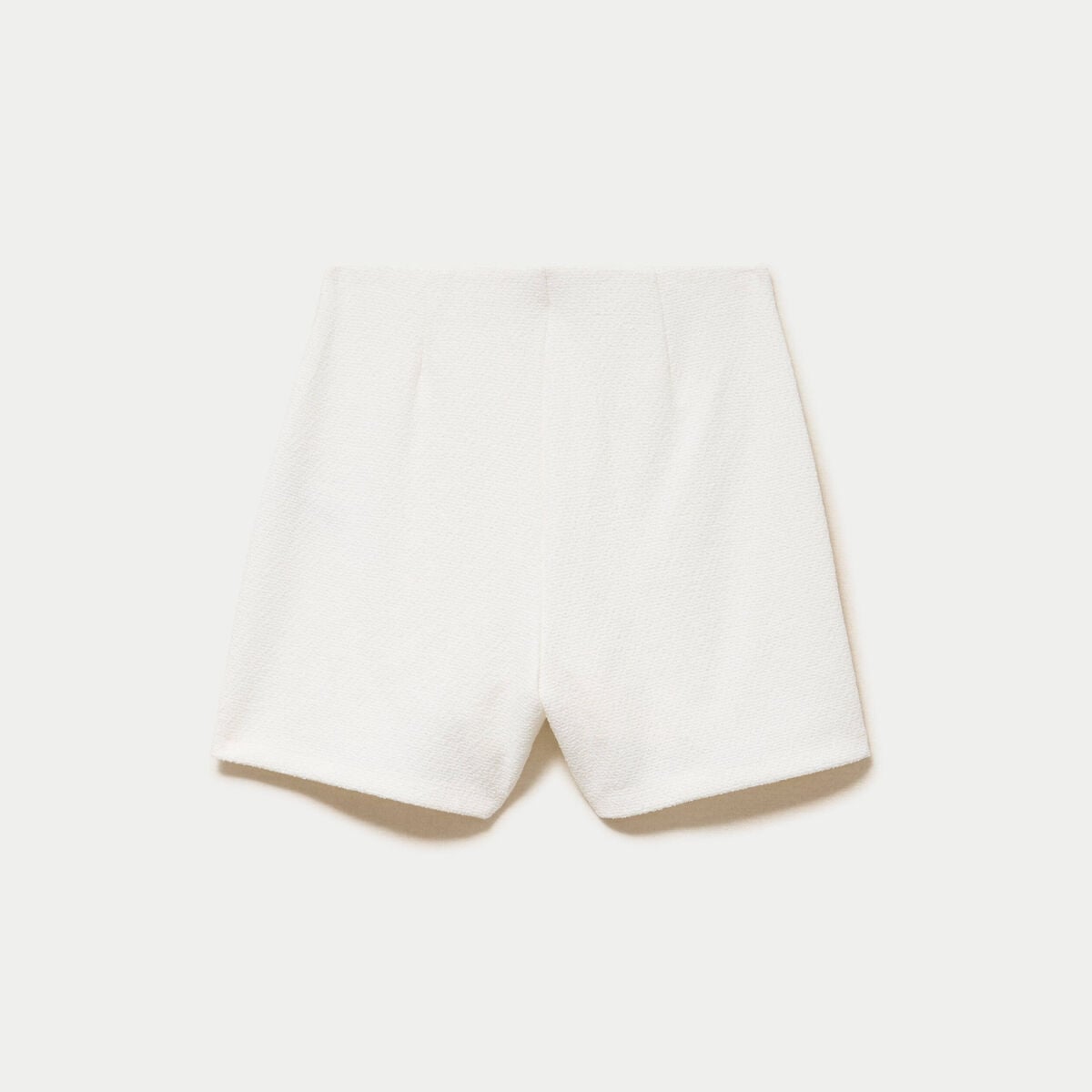 Jupe-short trap&egrave;ze courte en tweed ecru femme