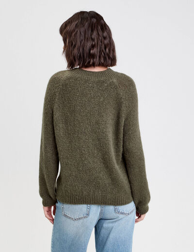 Pull manches longues vert kaki femme