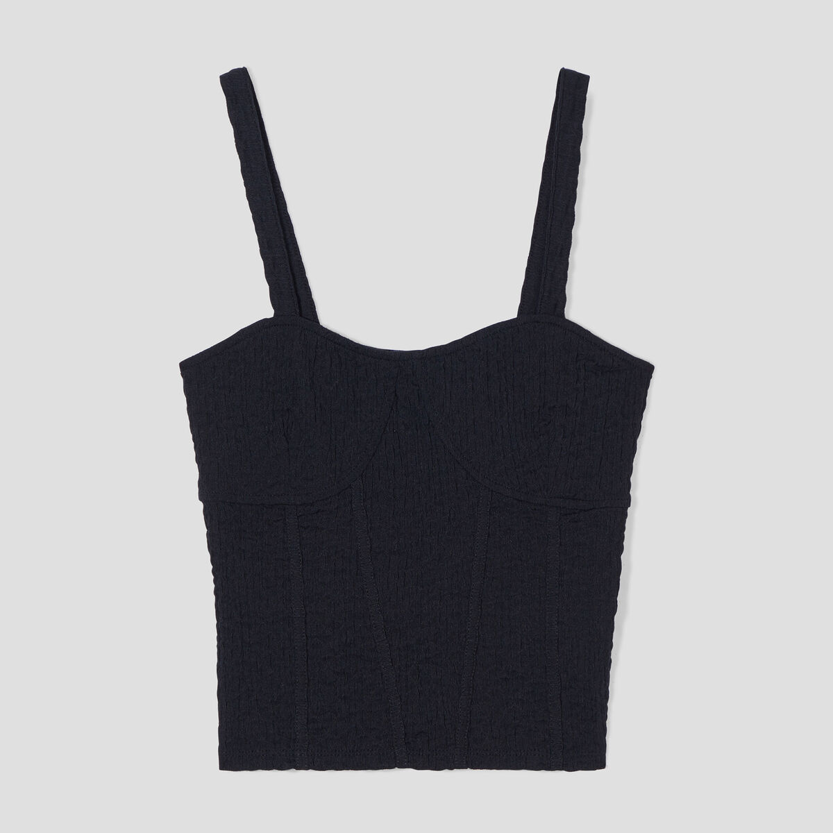 Débardeur bustier gauffré noir femme