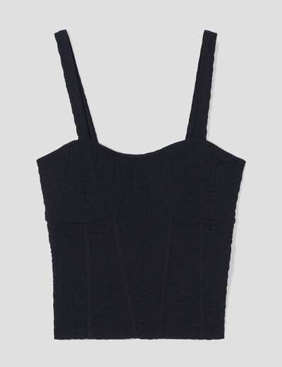 Débardeur bustier gauffré noir femme