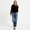 Pull col bardot manches longues noir femme