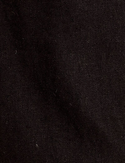 Short ample ceinturé contenant du lin noir femme