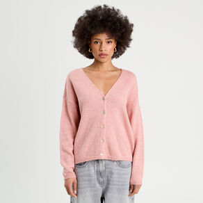 Gilet manches longues rose pastel femme