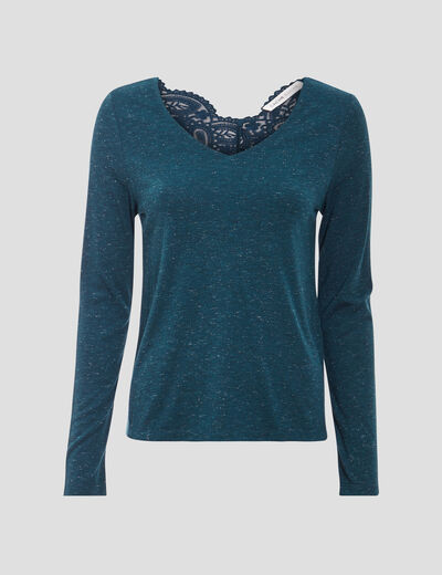 T-shirt manches longues bleu foncé femme