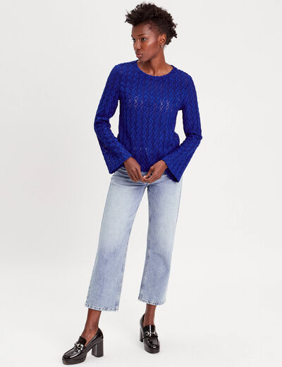 T-shirt manches pagodes bleu electrique femme