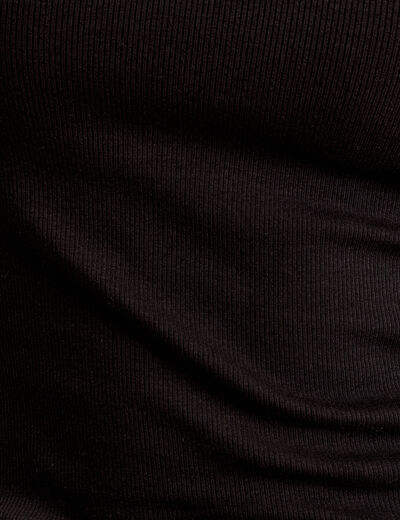 T-shirt manches longues côtelé noir femme