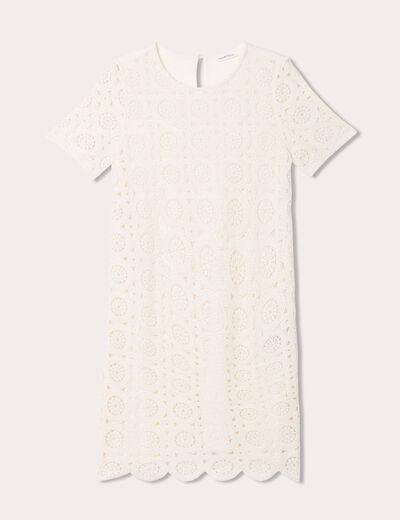 Robe droite crochet ecru femme