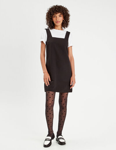 Robe chasuble évasée bretelles noir femme