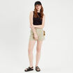 Short regular boutonné en jean vert pastel femme