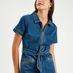 Robe droite en jean zippée denim stone femme