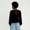 Blouse macram&eacute; bas &eacute;lastiqu&eacute; noir femme