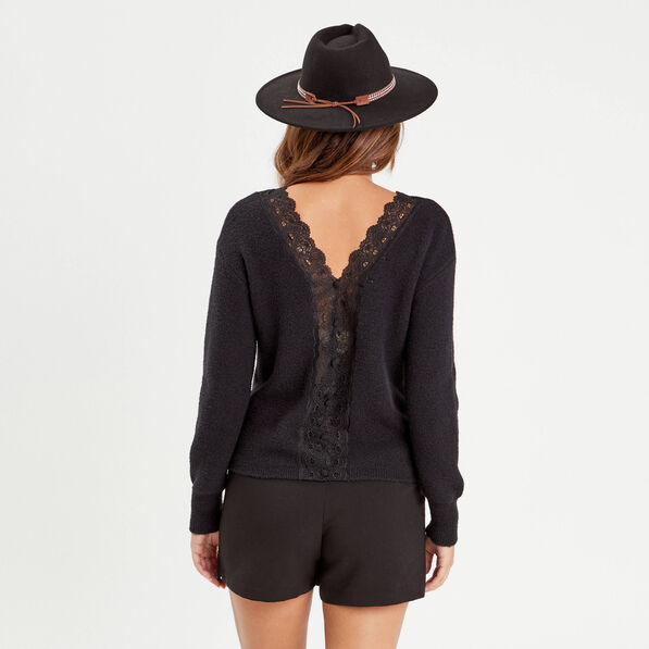 Pull manches longues noir femme