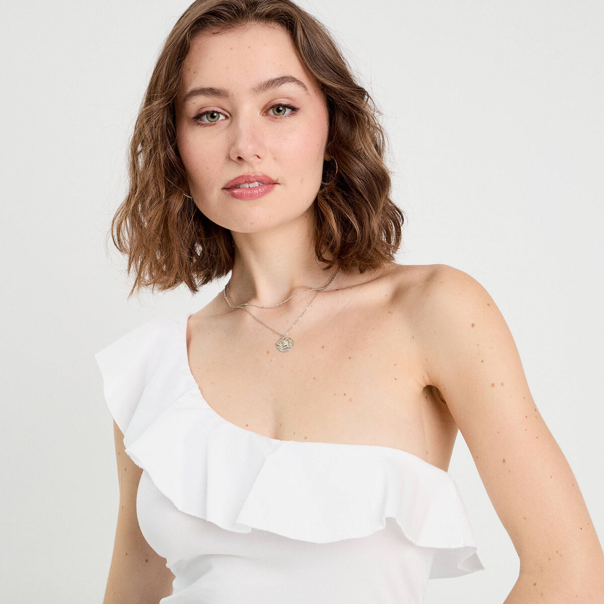 Débardeur asymétrique blanc femme