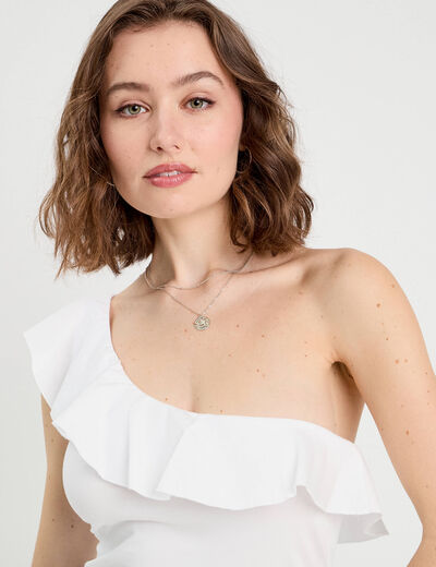 Débardeur asymétrique blanc femme