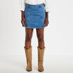 Jupe-short trap&egrave;ze en jean denim double stone femme