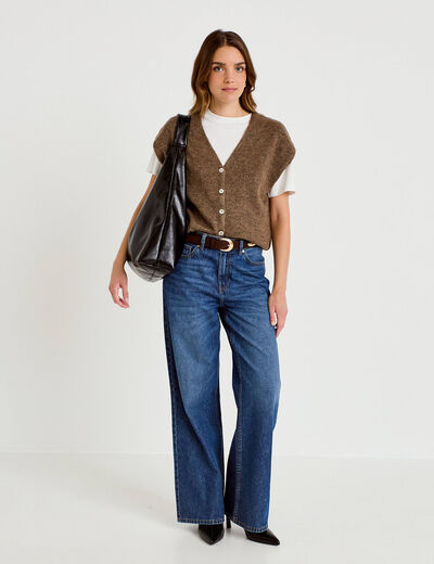 Gilet sans manches marron clair femme