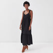 Robe longue évasée bretelles noir femme