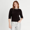 Pull manches courtes noir femme