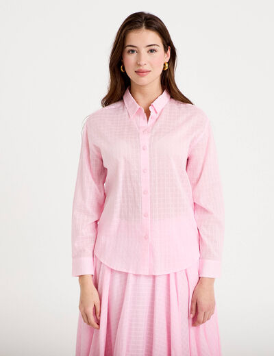 Chemise manches longues rose clair femme