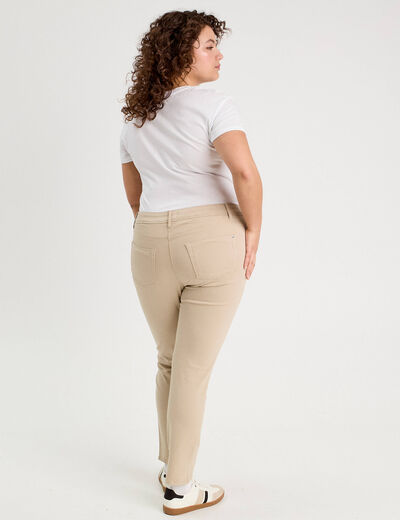 Jeans slim 5 poches taupe femme