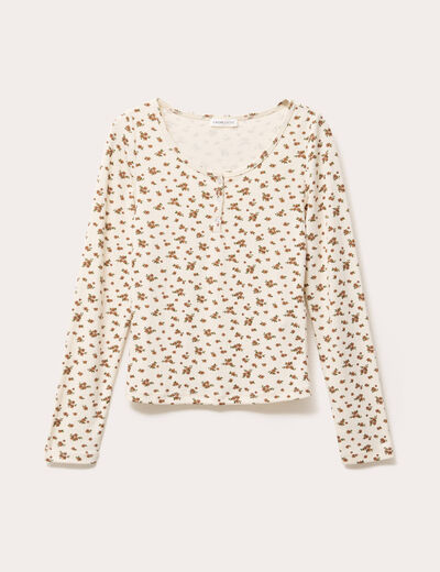 T-shirt manches longues ivoire femme